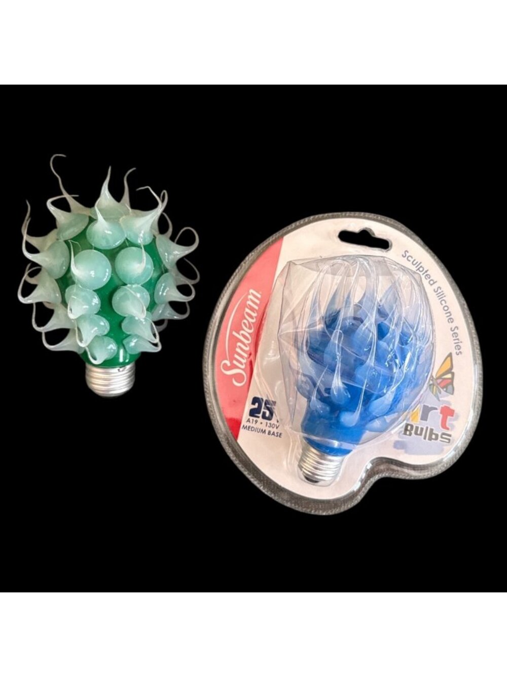 Vtg. Sunbeam Sculpted Silicone Art Bulb 25W A19 Decorative Lighting